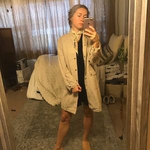 Beige Textured Trench Coat